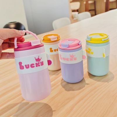 420ml Portable Creative Cute Straight Drink 304 Stainless Steel Water Bottle With Lid