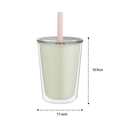 Large Capacity Double Wall Plastic Water Bottle With Straw Applicable for Boiling Water
