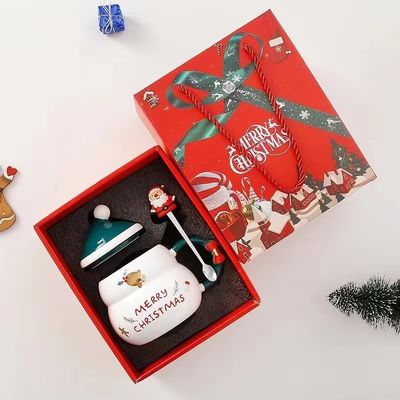 Ceramic Snowman Mug With Lid And Spoon 16 OZ Christmas Gift Cup for Coffee Tea And Milk