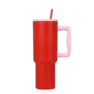 Reusable Stainless Steel Tumblers 40oz Tumbler With Handle And Straw Lid Color Car Cups