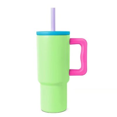 Reusable Stainless Steel Tumblers 40oz Tumbler With Handle And Straw Lid Color Car Cups