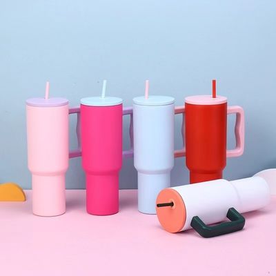 Reusable Stainless Steel Tumblers 40oz Tumbler With Handle And Straw Lid Color Car Cups