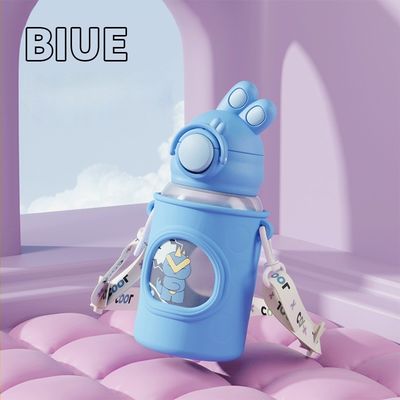 680ml Personalized Gift Crooked Rabbit Ear Water Bottle WITH LID for Children Travel