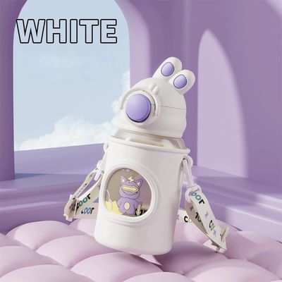 680ml Personalized Gift Crooked Rabbit Ear Water Bottle WITH LID for Children Travel