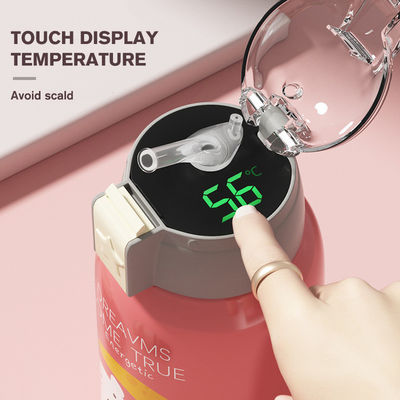 550ml Stainless Steel Vacuum Bottle with Belly Cup and Straw Cartoon Cute Design