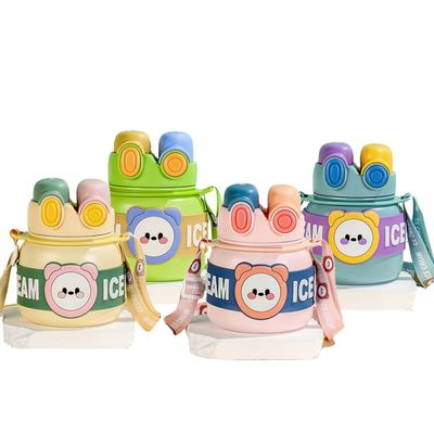 Custom Logo Accepted Cute Design Portable 850ml Double Drink Cup Thermos for Children