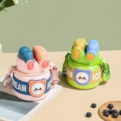 Custom Logo Accepted Cute Design Portable 850ml Double Drink Cup Thermos for Children