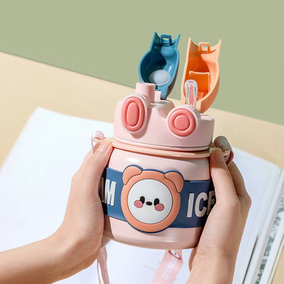Custom Logo Accepted Cute Design Portable 850ml Double Drink Cup Thermos for Children