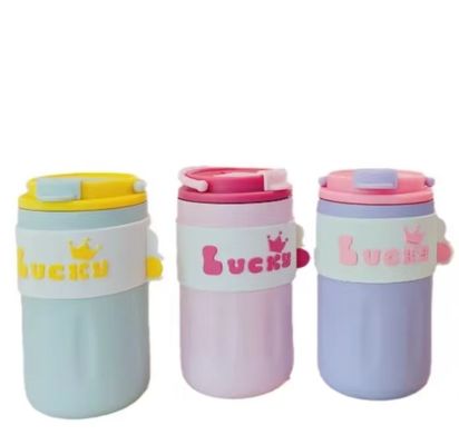 304 Stainless Steel Water Bottle With Lid 420ml Portable Creative Cute Straight Drink