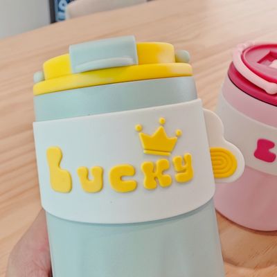 304 Stainless Steel Water Bottle With Lid 420ml Portable Creative Cute Straight Drink