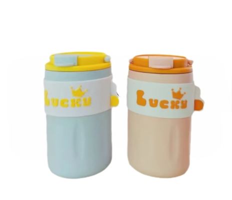 304 Stainless Steel Water Bottle With Lid 420ml Portable Creative Cute Straight Drink