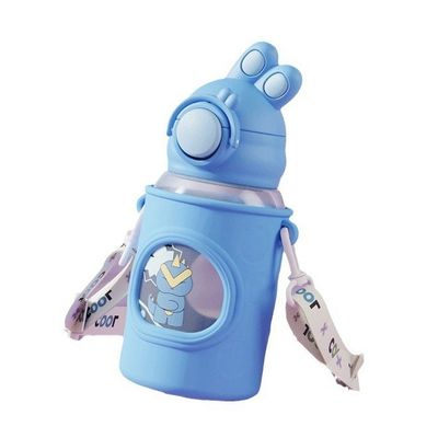 Kids School Water Bottle with Cartoon Design Strap and Thermal Insulation Performance