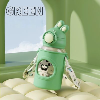 Kids School Water Bottle with Cartoon Design Strap and Thermal Insulation Performance