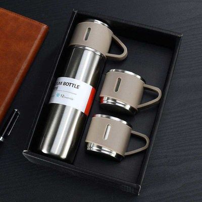 300g Business Insulated 304 Stainless Steel Water Bottles Vacuum Flask Set With Cup Lid