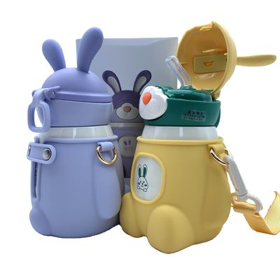 442.3g Big Capacity Stainless Steel Vacuum Flask with Cute Big Ears Rabbit Back Strap