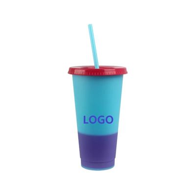 Stocked Colour Changing Tumbler 16-24oz Reusable Plastic Cup with Accessories Included