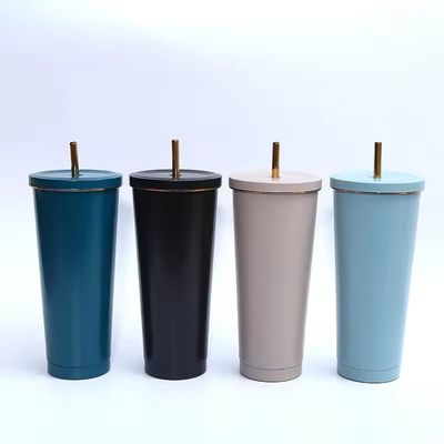 Hot 304 Stainless Steel Straw Cup Large-capacity Vacuum Coffee Cup with Custom Color