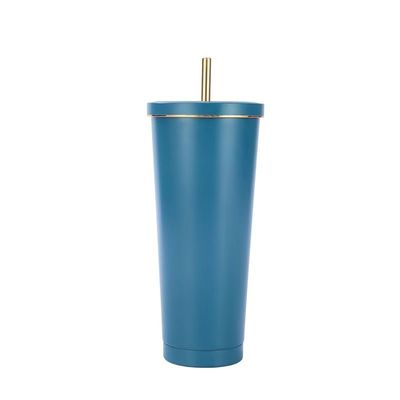 Custom Color 500ml 750ml Double Wall Stainless Steel Vacuum Cup with Straw Insulated Coffee Tumbler