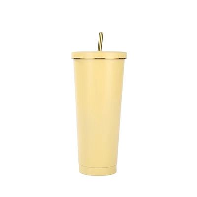 Custom Color 500ml 750ml Double Wall Stainless Steel Vacuum Cup with Straw Insulated Coffee Tumbler