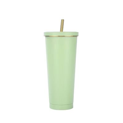 Custom Color 500ml 750ml Double Wall Stainless Steel Vacuum Cup with Straw Insulated Coffee Tumbler