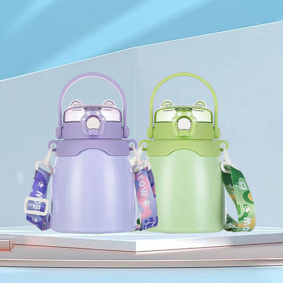 Outdoor Style Custom Double Wall Vacuum Flask Stainless Steel Water Bottle with Straw