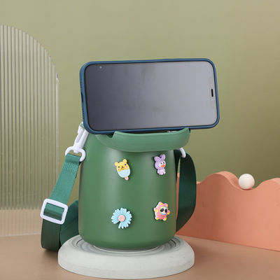 Cartoon Design 800ml Stainless Steel Coffee Travel Vacuum Flask Cup with Strap and Straw