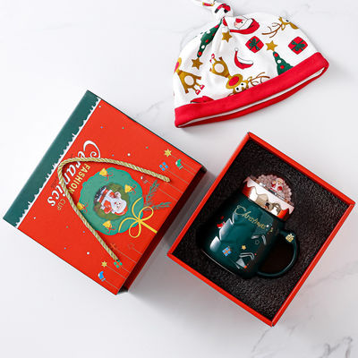 Father Christmas Mug Gifts Set Christmas Ceramic Mugs Gift Boxed with Snowball Lid