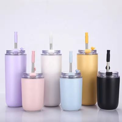 Kids BPA Free Tumbler With Straw Double Wall Stainless Steel Vacuum Cup 280ml/500ml