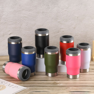 4 In 1 Beer Sublimation Straight Can Cooler 14oz For Camping With 2 Lids For Outdoor