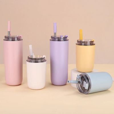 MUGS 10oz/16oz Double Wall Cute Small For School With Straw Lid Cup Stainless Steel Kids Tumbler