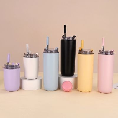 MUGS 10oz/16oz Double Wall Cute Small For School With Straw Lid Cup Stainless Steel Kids Tumbler
