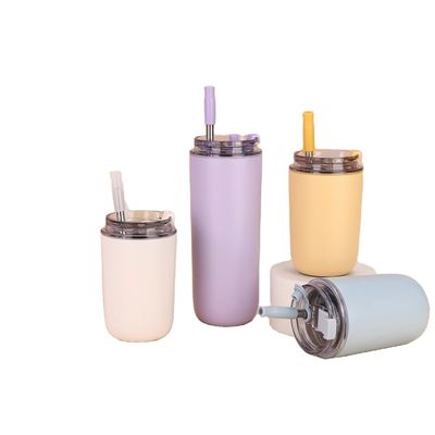 500ml Custom Logo Double Wall 304 Stainless Steel Vacuum Cup Coffee Tumbler With Straw