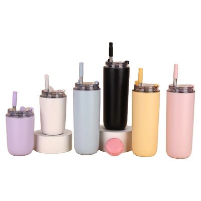 500ml Custom Logo Double Wall 304 Stainless Steel Vacuum Cup Coffee Tumbler With Straw