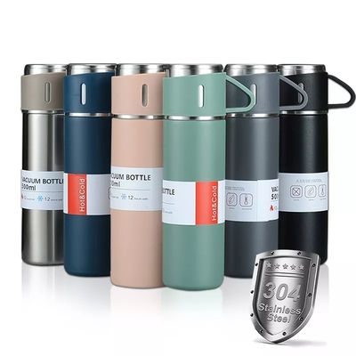 All Business Gift Set Stainless Steel Water Bottle Flask with 2 Cups and Vacuum Flask