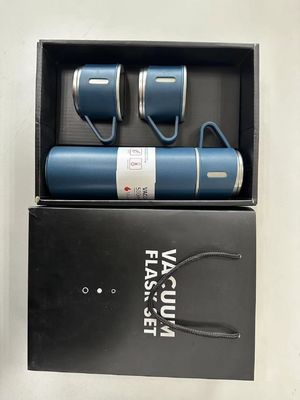 All Business Gift Set Stainless Steel Water Bottle Flask with 2 Cups and Vacuum Flask