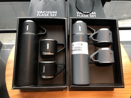 All Business Gift Set Stainless Steel Water Bottle Flask with 2 Cups and Vacuum Flask