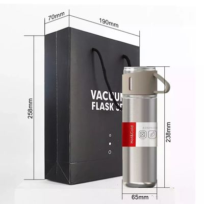 All Business Gift Set Stainless Steel Water Bottle Flask with 2 Cups and Vacuum Flask