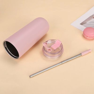 Double Wall 304 Stainless Steel Vacuum Cup Coffee Tumbler with Straw Keep Hot 3-6 Hours