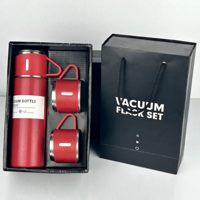 500ml Capacity Business Cup Stainless Steel Thermos Flasks Water Bottle With 3 Lids Pink
