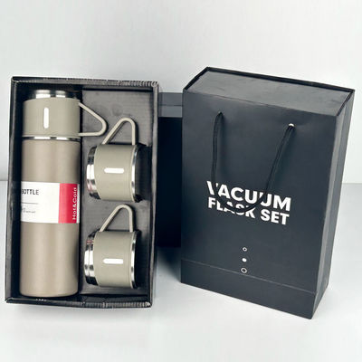 500ml Capacity Business Cup Stainless Steel Thermos Flasks Water Bottle With 3 Lids Pink