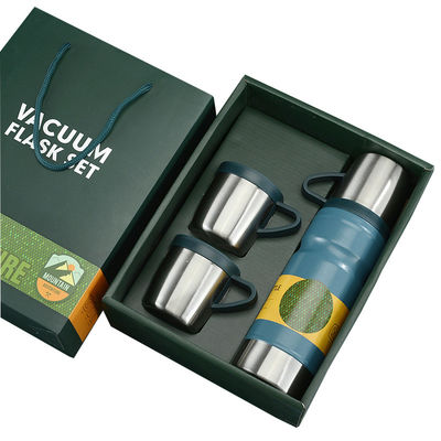 Business Vacuum Bottle Type Outdoor Flask Set with Large Capacity and 3 Lids