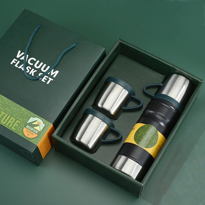 Business Vacuum Bottle Type Outdoor Flask Set with Large Capacity and 3 Lids