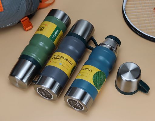 680ml Stainless Steel Vacuum Flask Set Perfect for Business Promotion 3 Lids Included