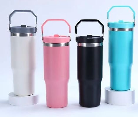 30oz 304 Stainless Steel Thermos Vacuum Flask Colorful Custom Logo Travel Coffee Mug Reusable Bottle