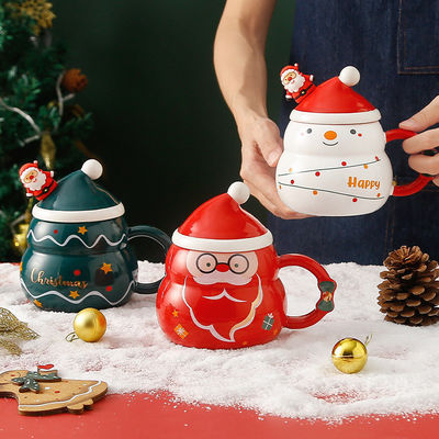 Creative Christmas Coffee Mugs 480ml Capacity Sublimation Printing Santa Claus Design