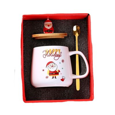 400ml Christmas Coffee Cups Luxury Ceramic Santa Mug Porcelain Christmas Mug with Lid Gift