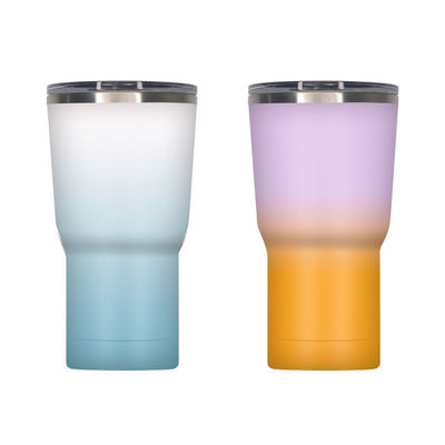 Cartoon Print Portable Aluminum Cup Insulated Stainless Steel Travel Mugs With Straw