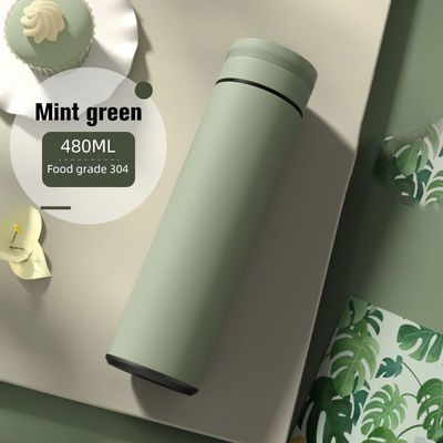 Vacuum Insulated Solid Color LED Temperature Display Thermos Cup with Tea Separation