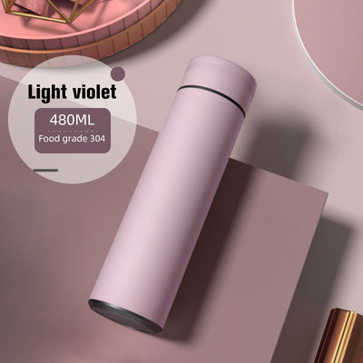 Vacuum Insulated Solid Color LED Temperature Display Thermos Cup with Tea Separation