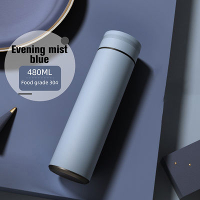 Vacuum Insulated Solid Color LED Temperature Display Thermos Cup with Tea Separation